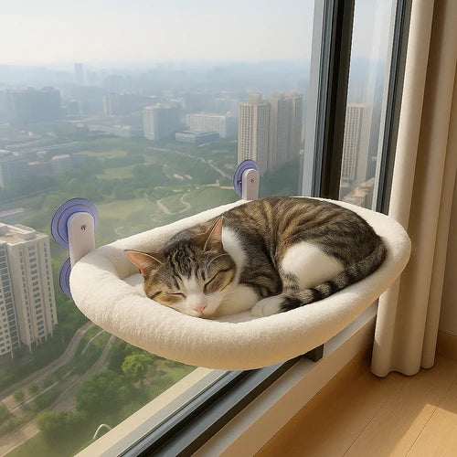Foldable Cat Window Hammock | Metal Bed with Suction Cups Petspalz