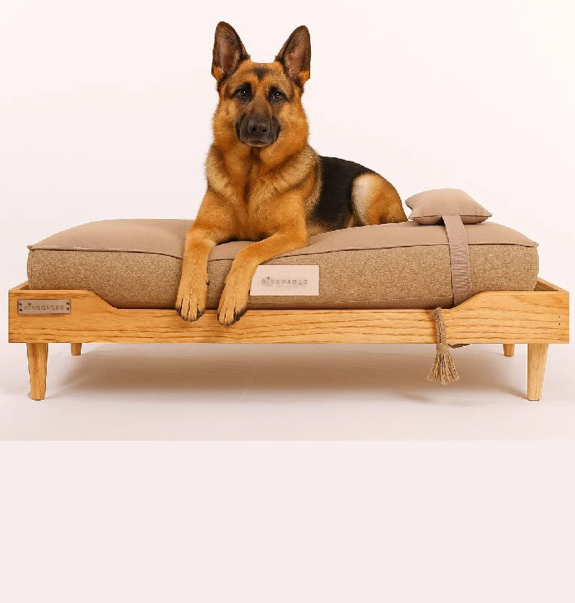 Handmade Wooden Dog Bed | Large & Medium Dog | With Cushion | Petspalz Petspalz