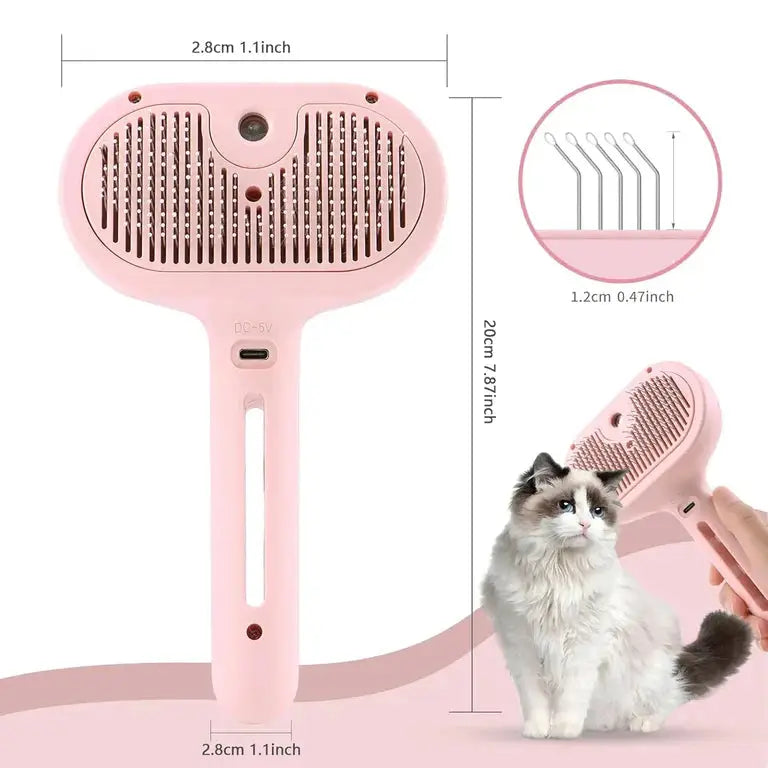 Hydro Brush - Spray Pet Comb for Dogs and Cats with integrated water spray, USB charging, and ergonomic design for easy grooming brush design.