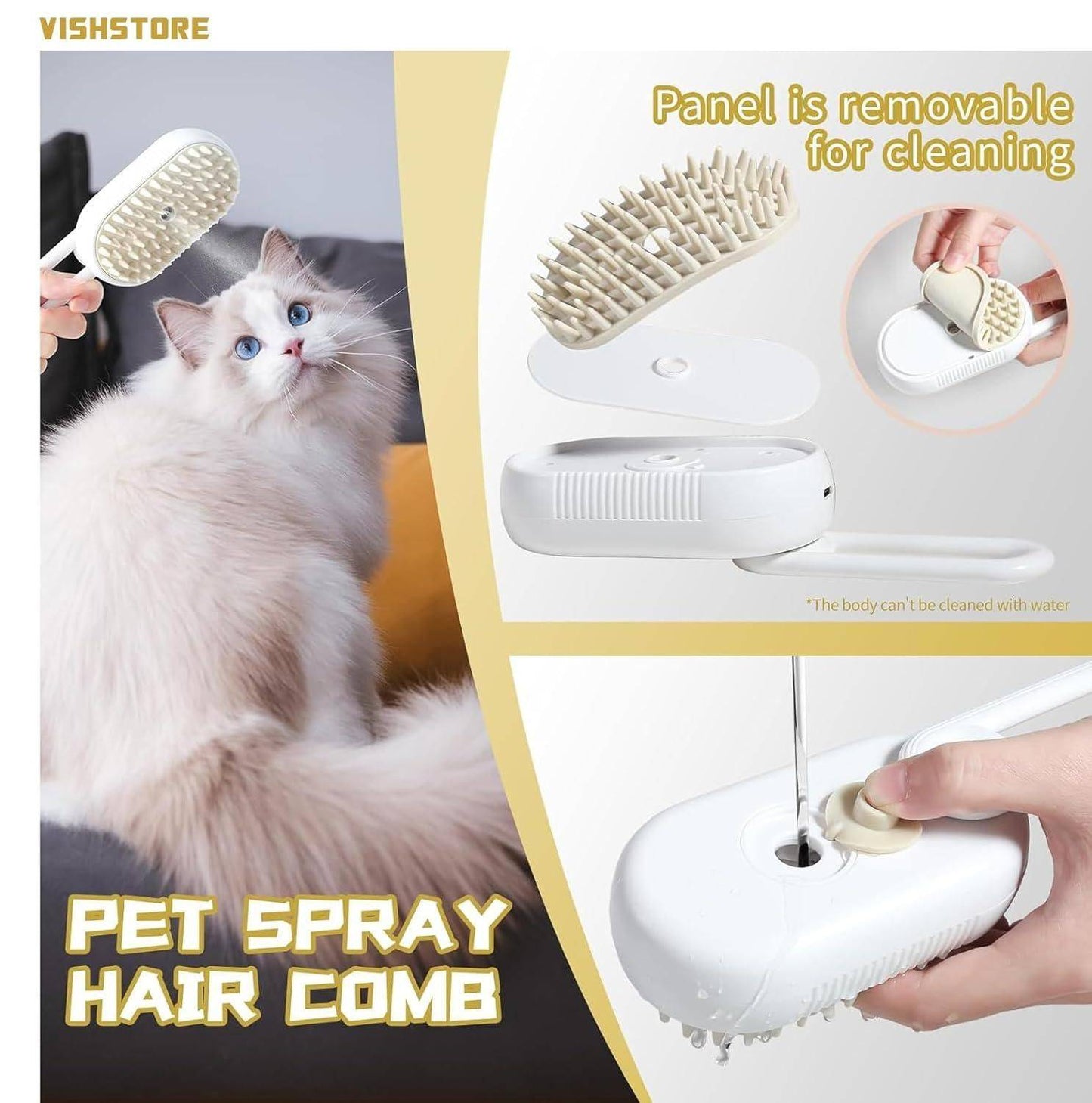 Steam Brush for Dogs and Cats Combo: Pack of 1 Petspalz