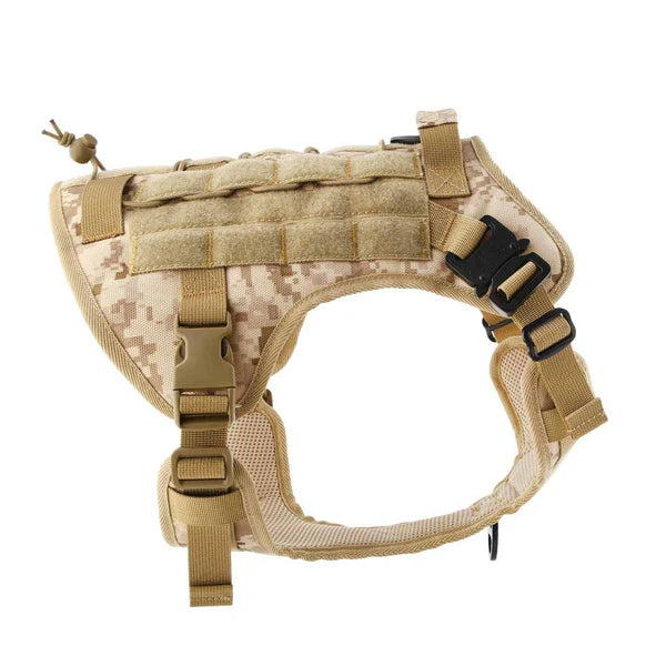 Heavy Duty Military Style Tactical Dog Harness with Strong Front Metal Buckle US Military Brown color