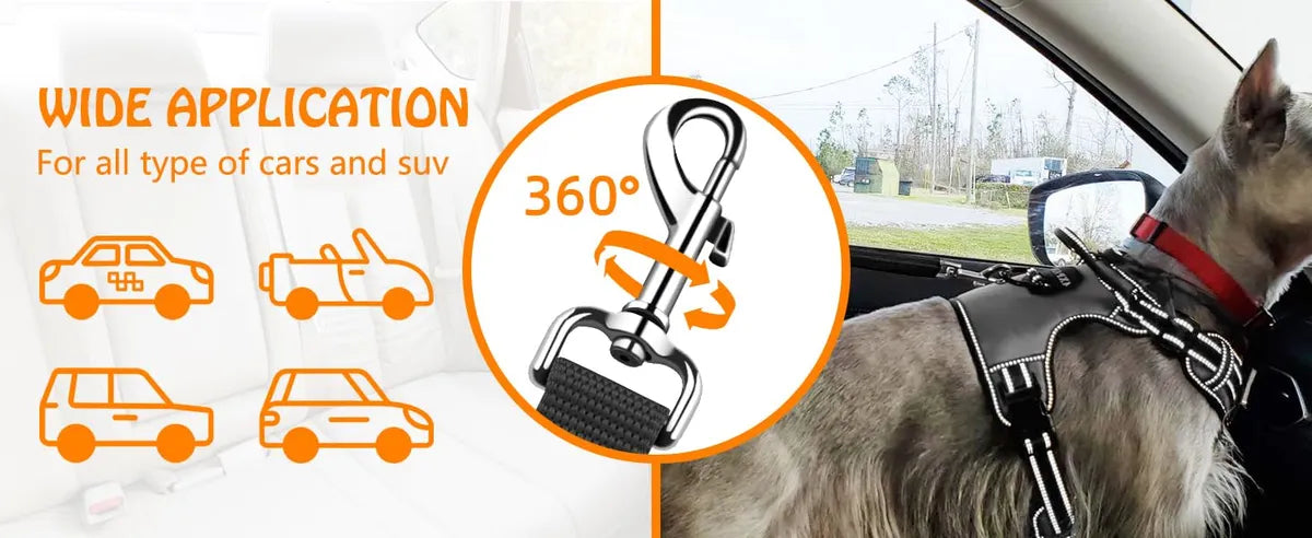  3-in-1 Dog Car Seat Belt, Short Leash & Pet Harness | Adjustable, Safe Petspalz