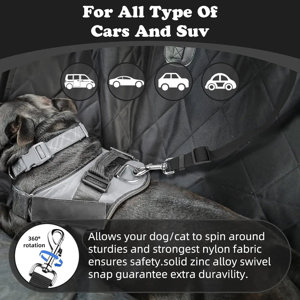  3-in-1 Dog Car Seat Belt, Short Leash & Pet Harness | Adjustable, Safe Petspalz