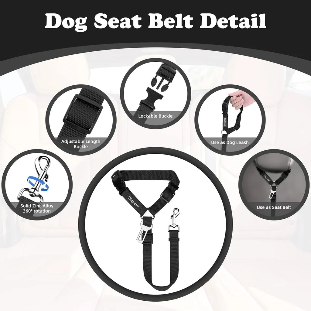  3-in-1 Dog Car Seat Belt, Short Leash & Pet Harness | Adjustable, Safe Petspalz