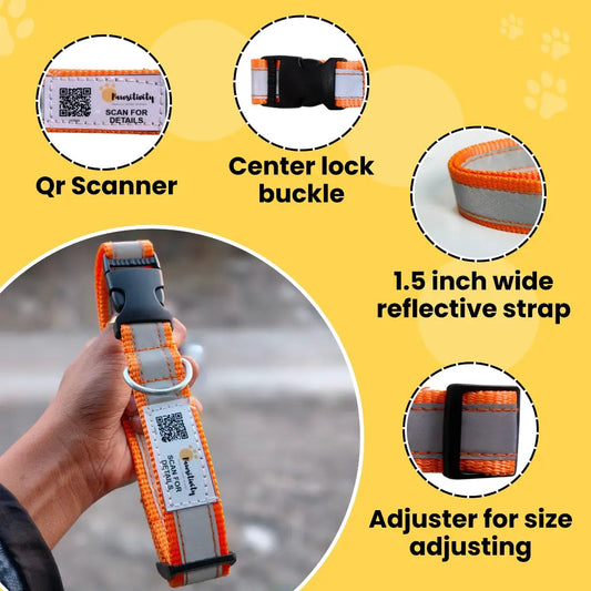 QR Enabled Reflective Pet Collar – Smart Location Tag (Pack of 5)