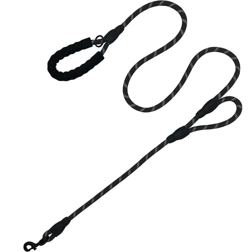  Black 5Ft Strong Dog Leash – Padded Handle & Reflective Threads Petspalz
