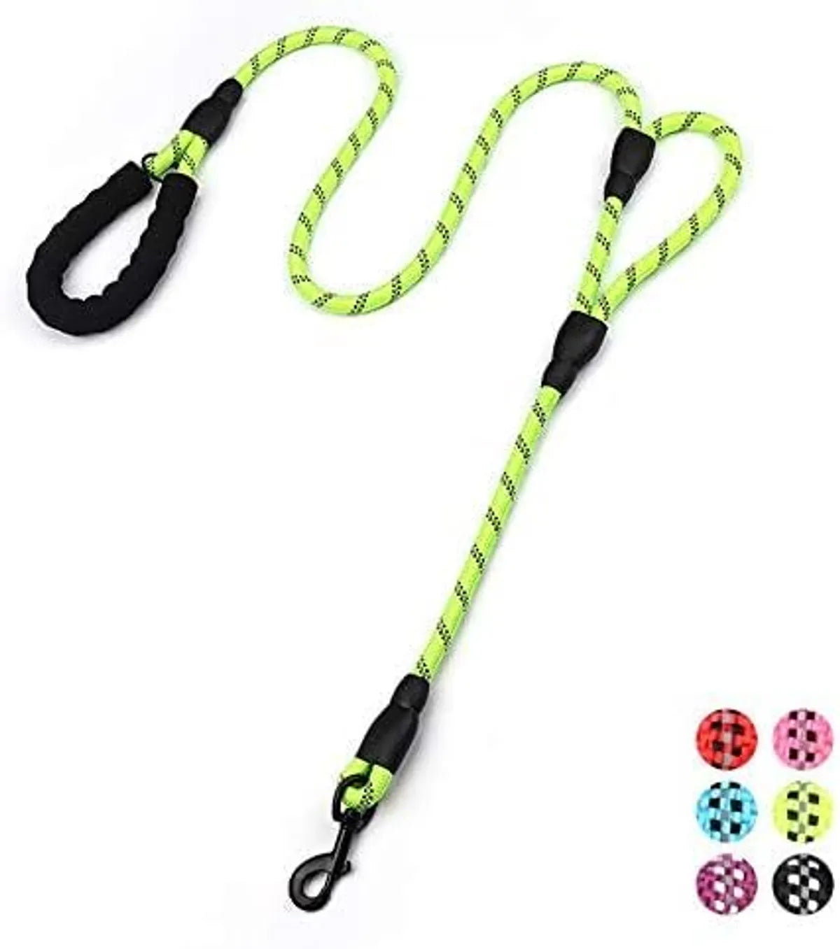 Black 5Ft Strong Dog Leash – Padded Handle & Reflective Threads Petspalz