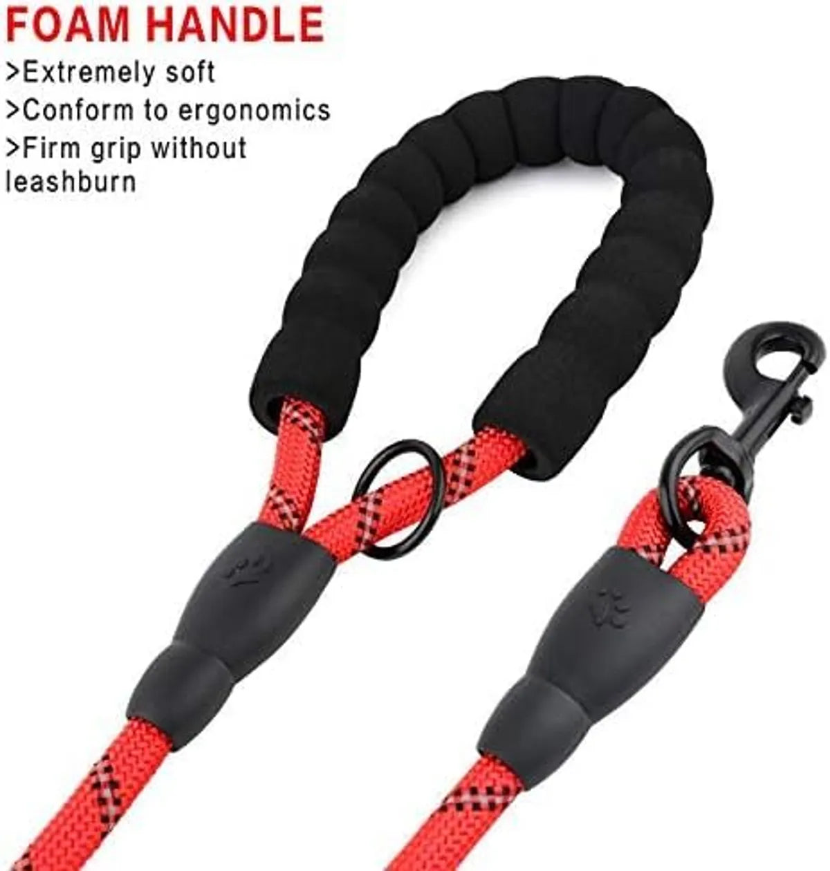  Black 5Ft Strong Dog Leash – Padded Handle & Reflective Threads Petspalz