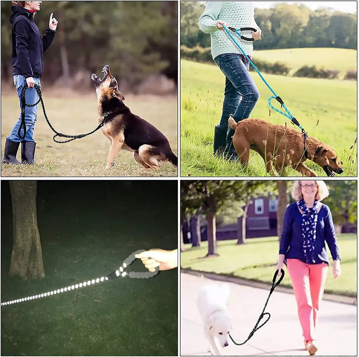  Black 5Ft Strong Dog Leash – Padded Handle & Reflective Threads Petspalz