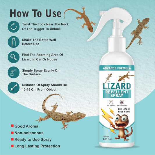 Lizard Repellent Spray for Home – Pack of 2 (250ml each) | Cedarwood Scent