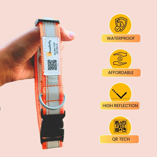 QR Enabled Reflective Pet Collar – Smart Location Tag (Pack of 5)