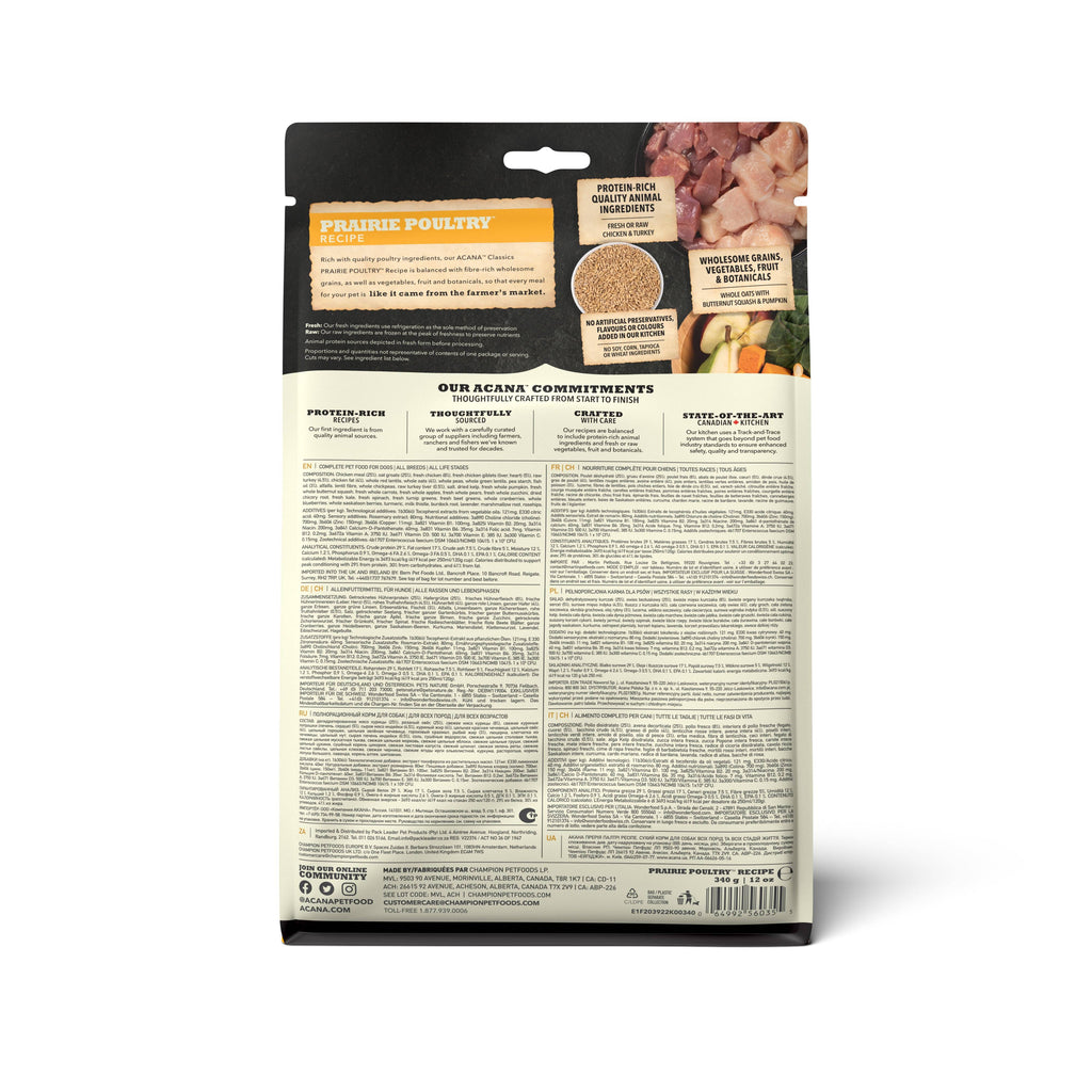  Acana Classic Prairie Poultry Dry Dog Food Premium Quality Petspalz