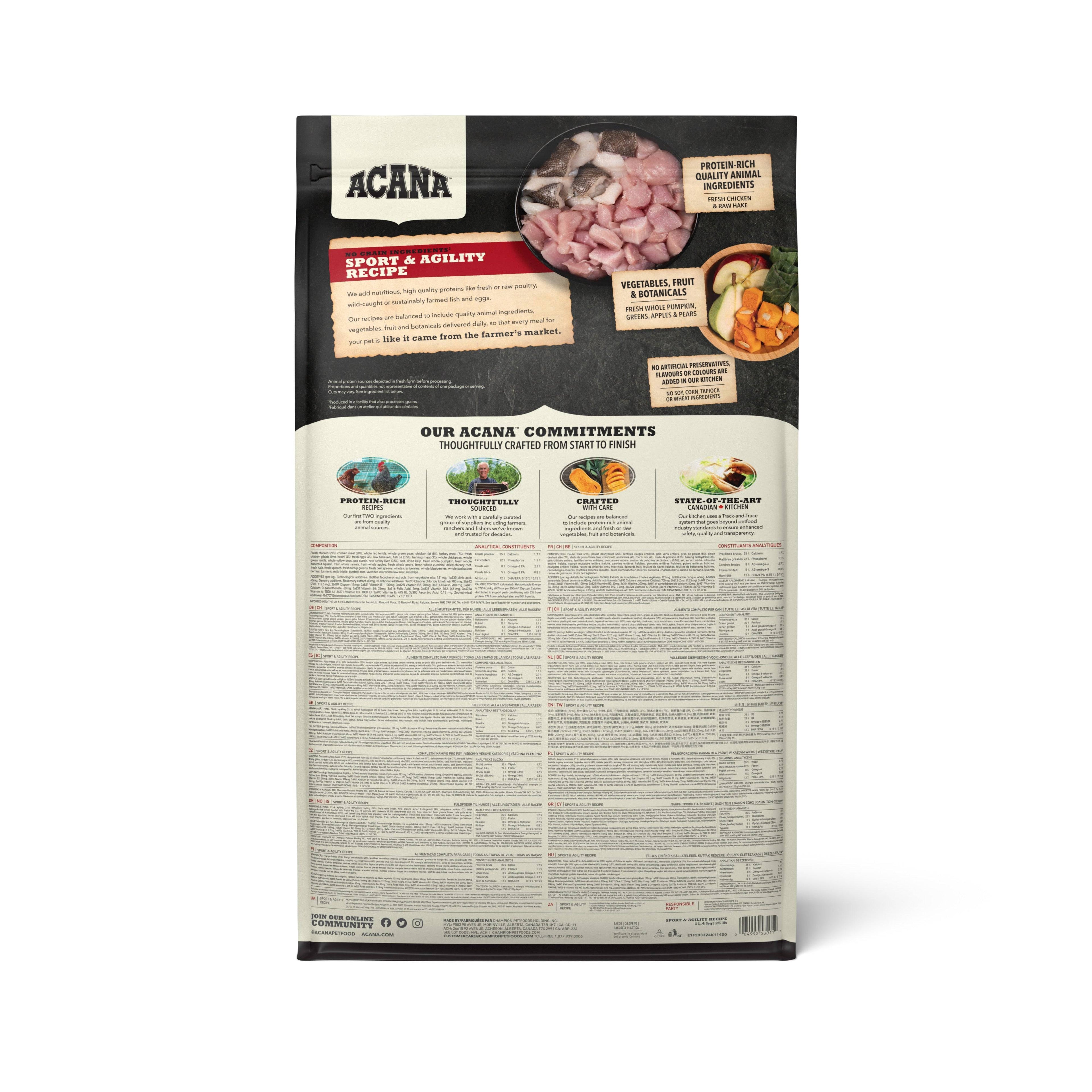  Acana Sport and Agility  Dry Dog Food- 11.4 Kg  Petspalz