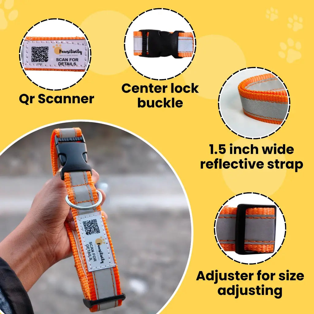  QR Enabled Reflective Dog Collar Pack of 5 | Smart Safety & Visibility Petspalz