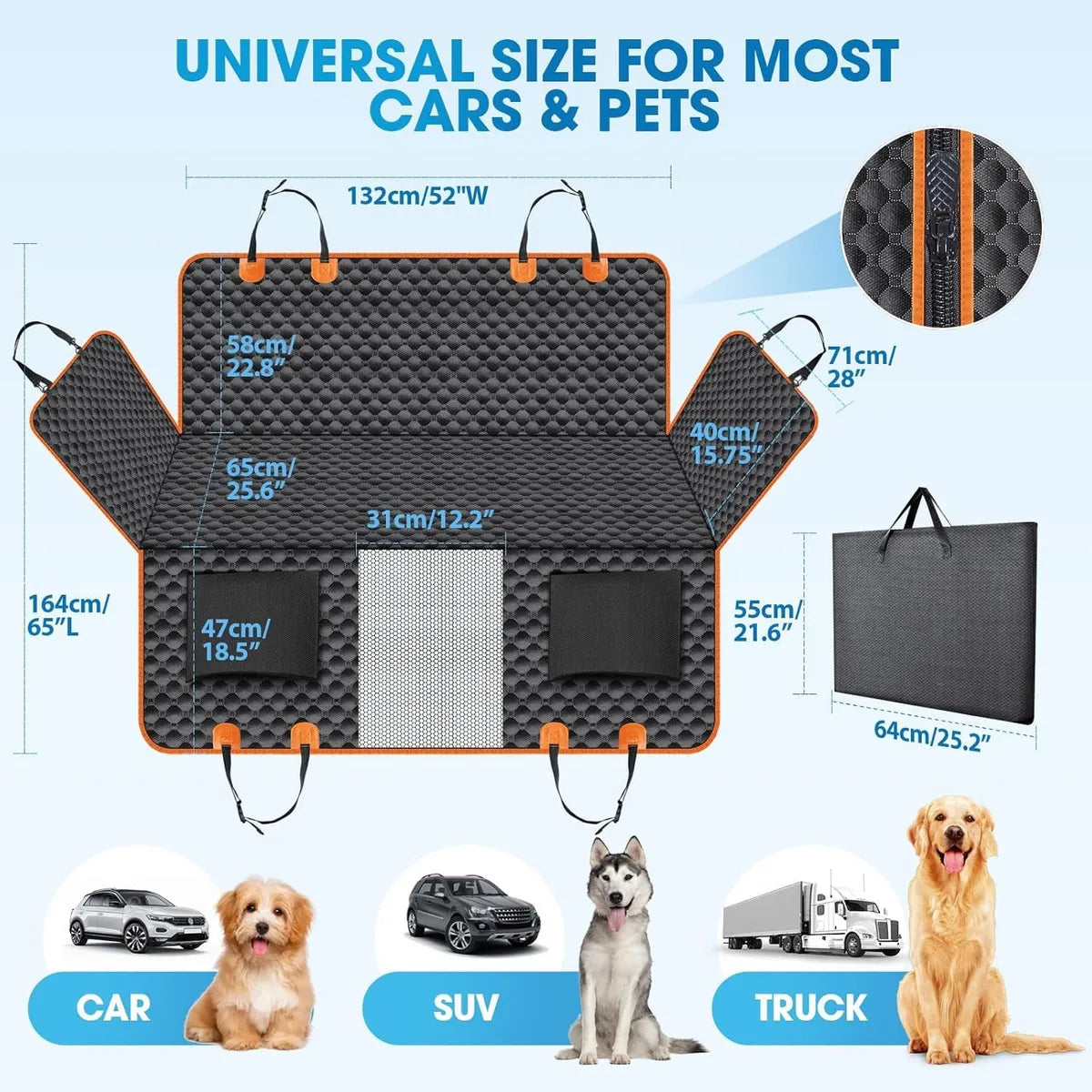  Dog Car Seat Extender with Mesh Window – Waterproof Backseat Protector Petspalz