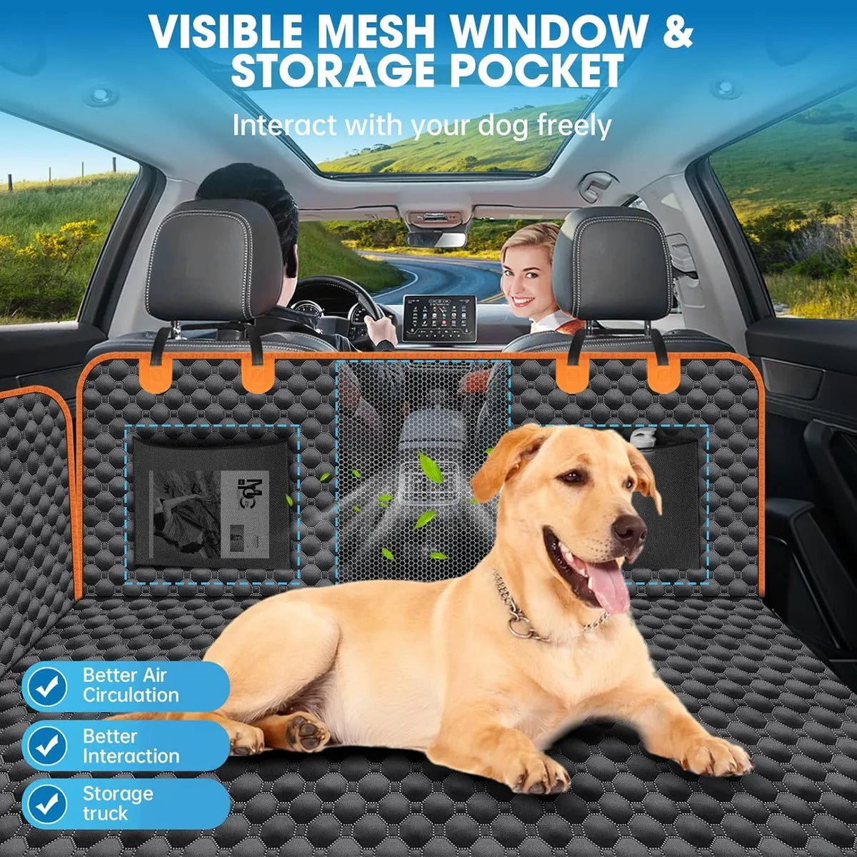  Dog Car Seat Extender with Mesh Window – Waterproof Backseat Protector Petspalz