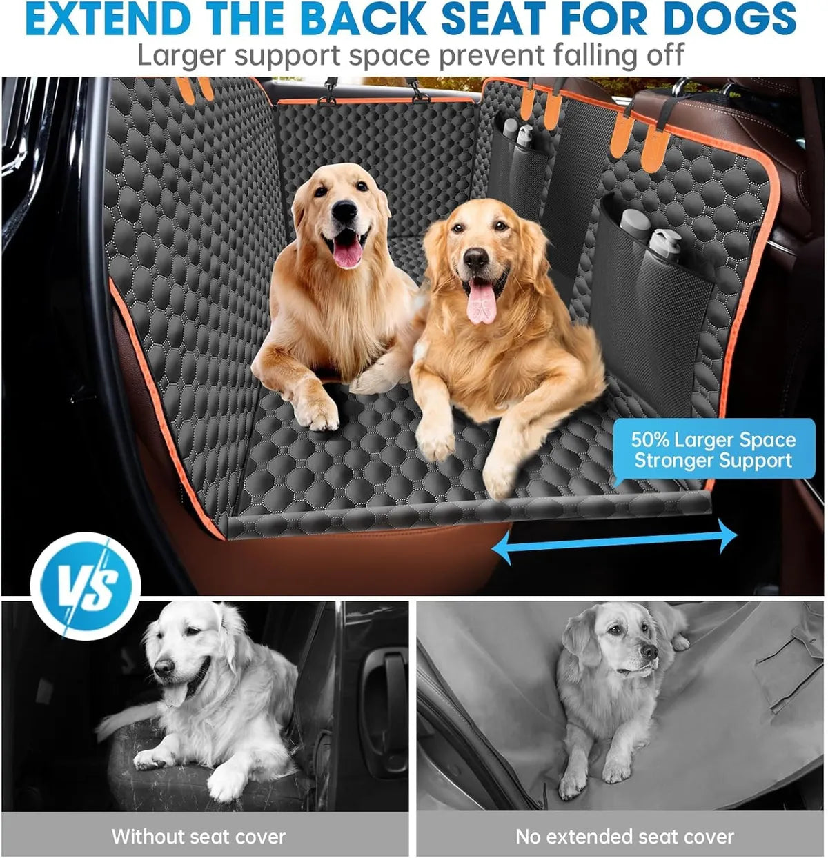  Dog Car Seat Extender with Mesh Window – Waterproof Backseat Protector Petspalz