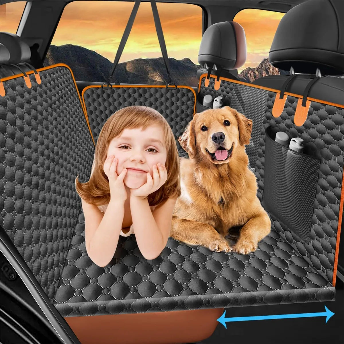  Dog Car Seat Extender with Mesh Window – Waterproof Backseat Protector Petspalz