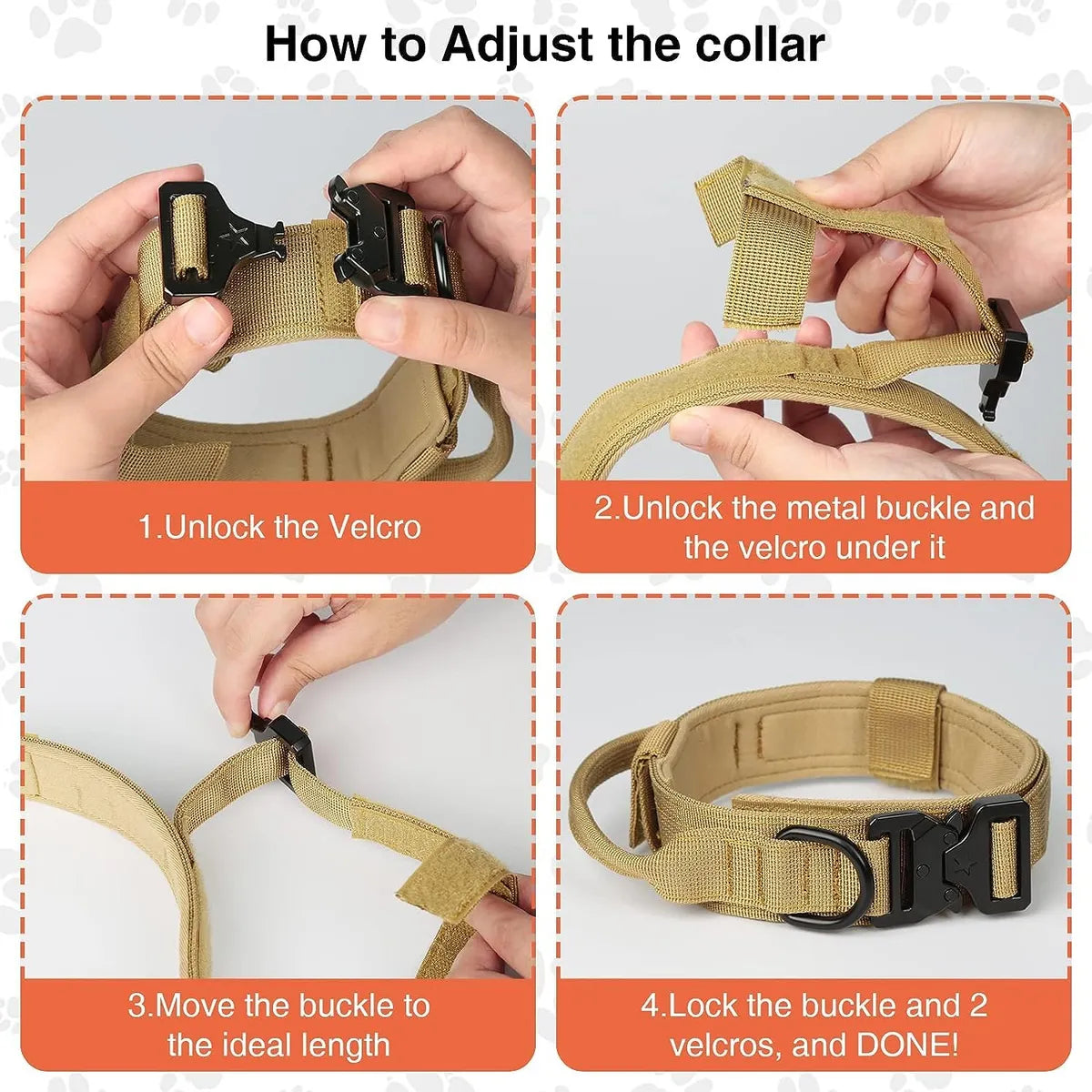  Brown Tactical Dog Collar – Adjustable Military Collar Petspalz