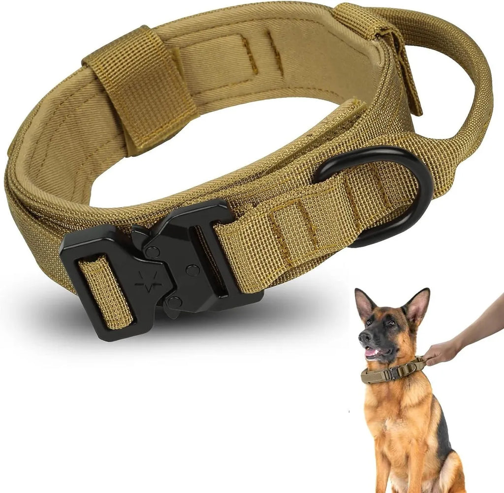  Brown Tactical Dog Collar – Adjustable Military Collar Petspalz