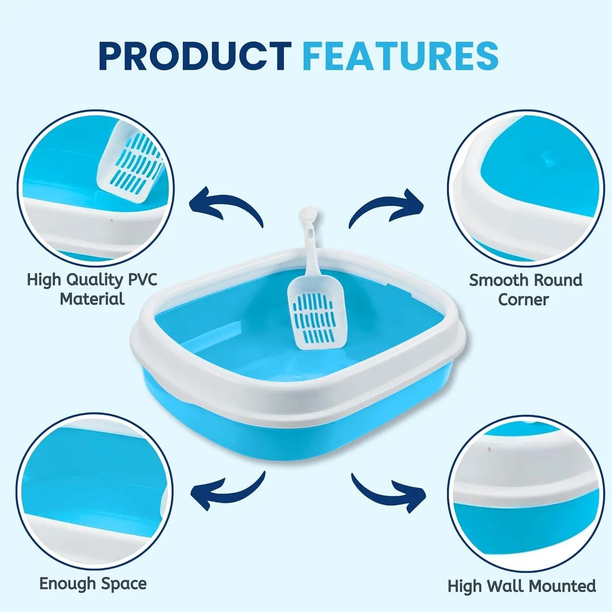  Cat Litter Box Tray | Easy-Clean, Semi-Closed with Free Scooper Petspalz