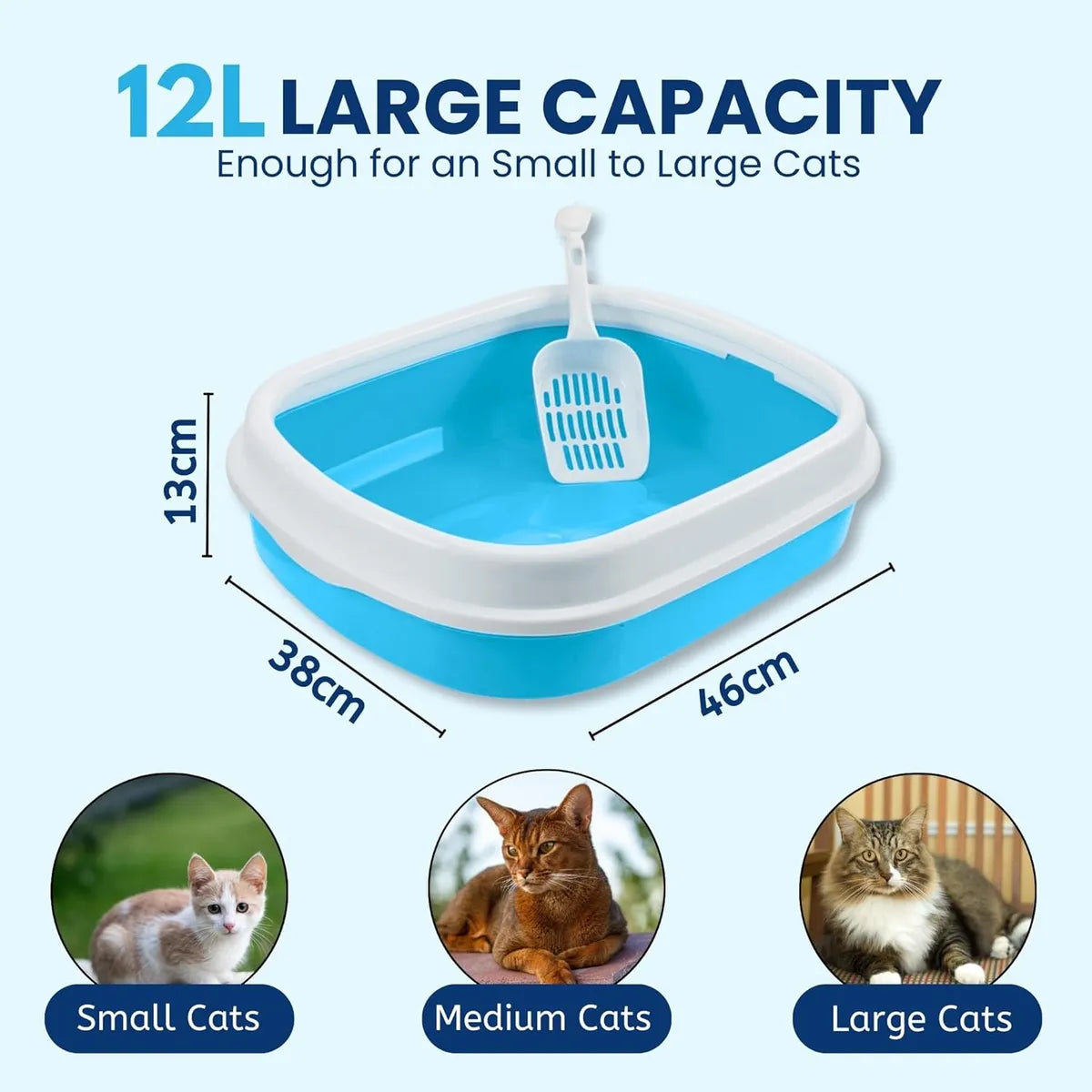  Cat Litter Box Tray | Easy-Clean, Semi-Closed with Free Scooper Petspalz