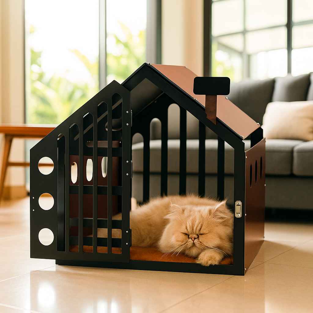 ClawDen metal cat house with foam cushion