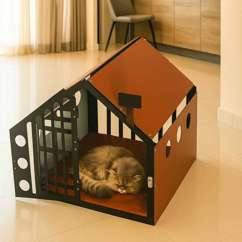 ClawDen metal cat house with foam cushion