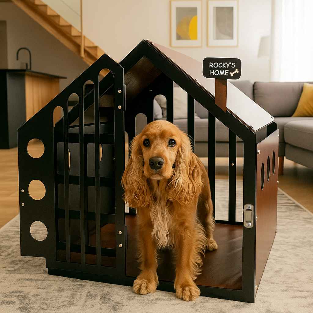 ClawDen metal dog house for medium dogs