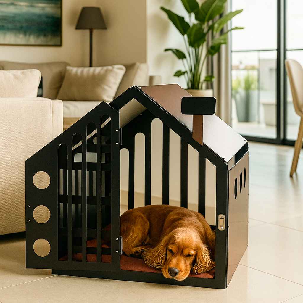 ClawDen metal dog house for medium dogs