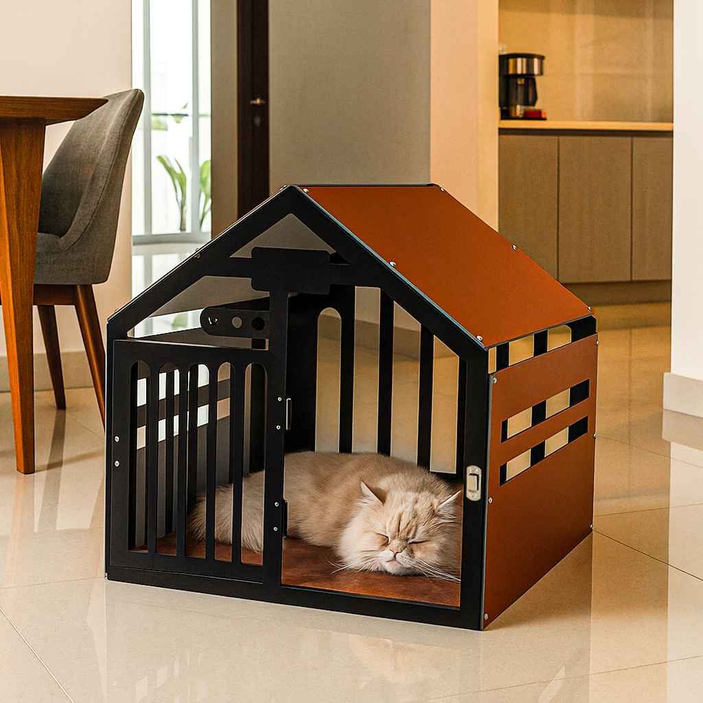 Urban villa metal cat house with cushion
