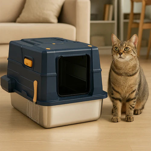  Covered Stainless Steel Cat Litter Box Petspalz