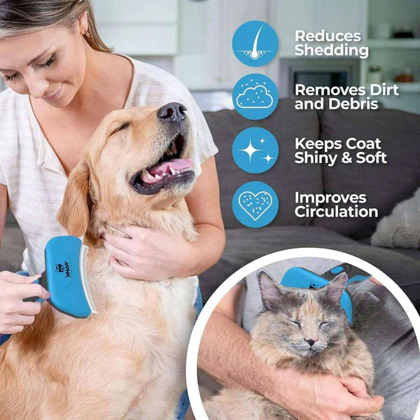  Curved Self-Cleaning Deshedder Brush for Dogs & Cats Petspalz