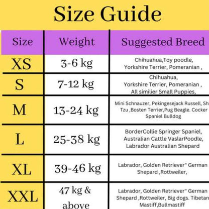 size guide Customized Dog Harness  Petspalz