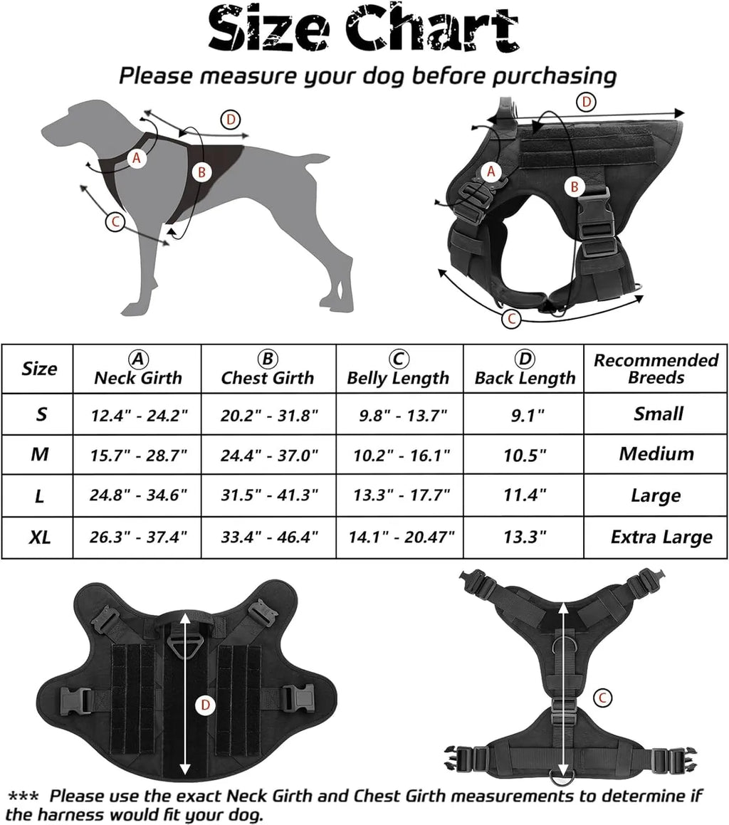  Customized Pet Name Tactical No-Pull Dog Harness with Rope Leash Petspalz