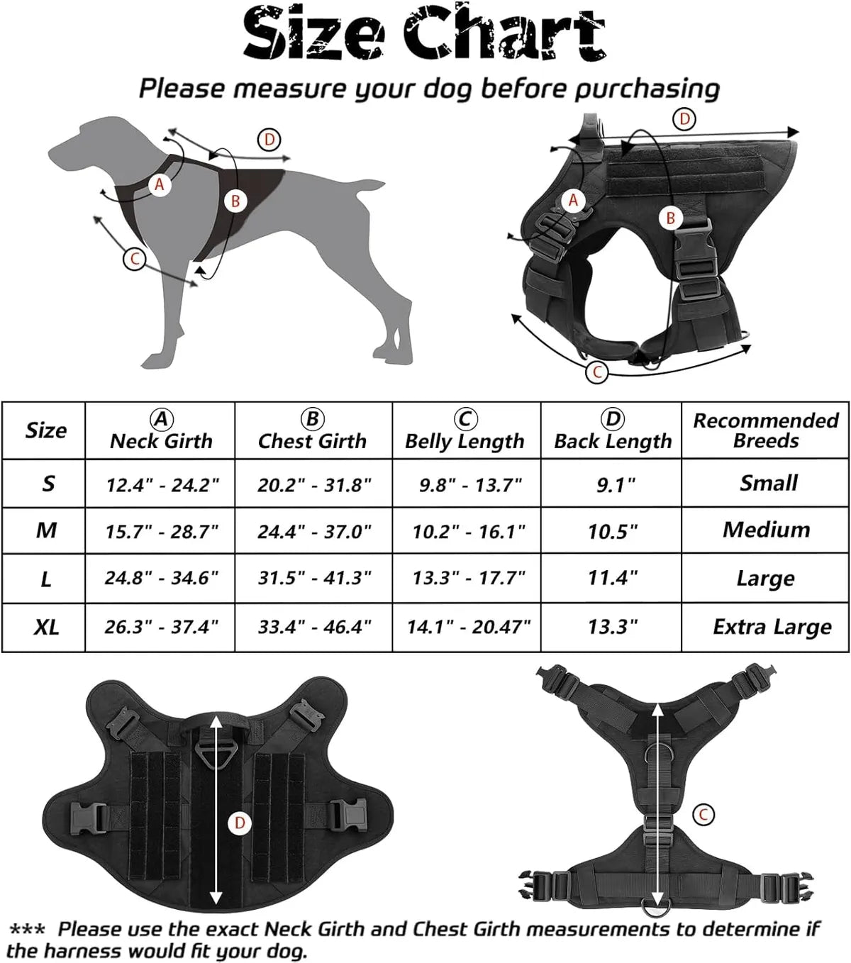  Customized Pet Name Tactical No-Pull Dog Harness with Rope Leash Petspalz