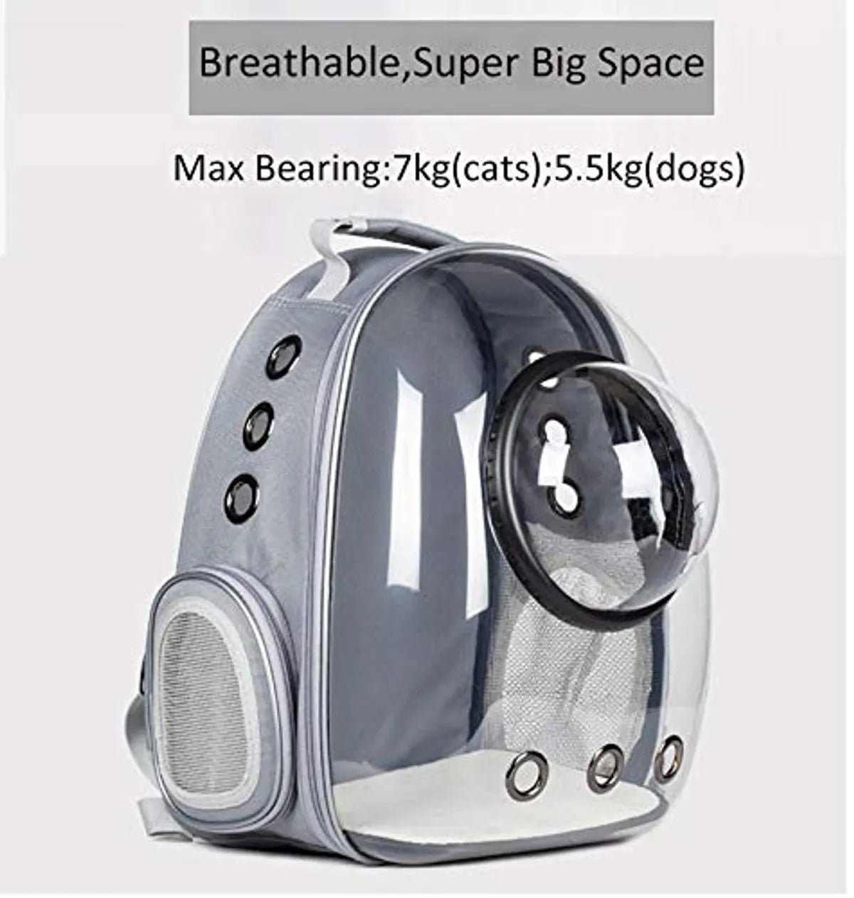  Grey Pet Space Capsule Backpack – Transparent, Breathable Pet Carrier Petspalz