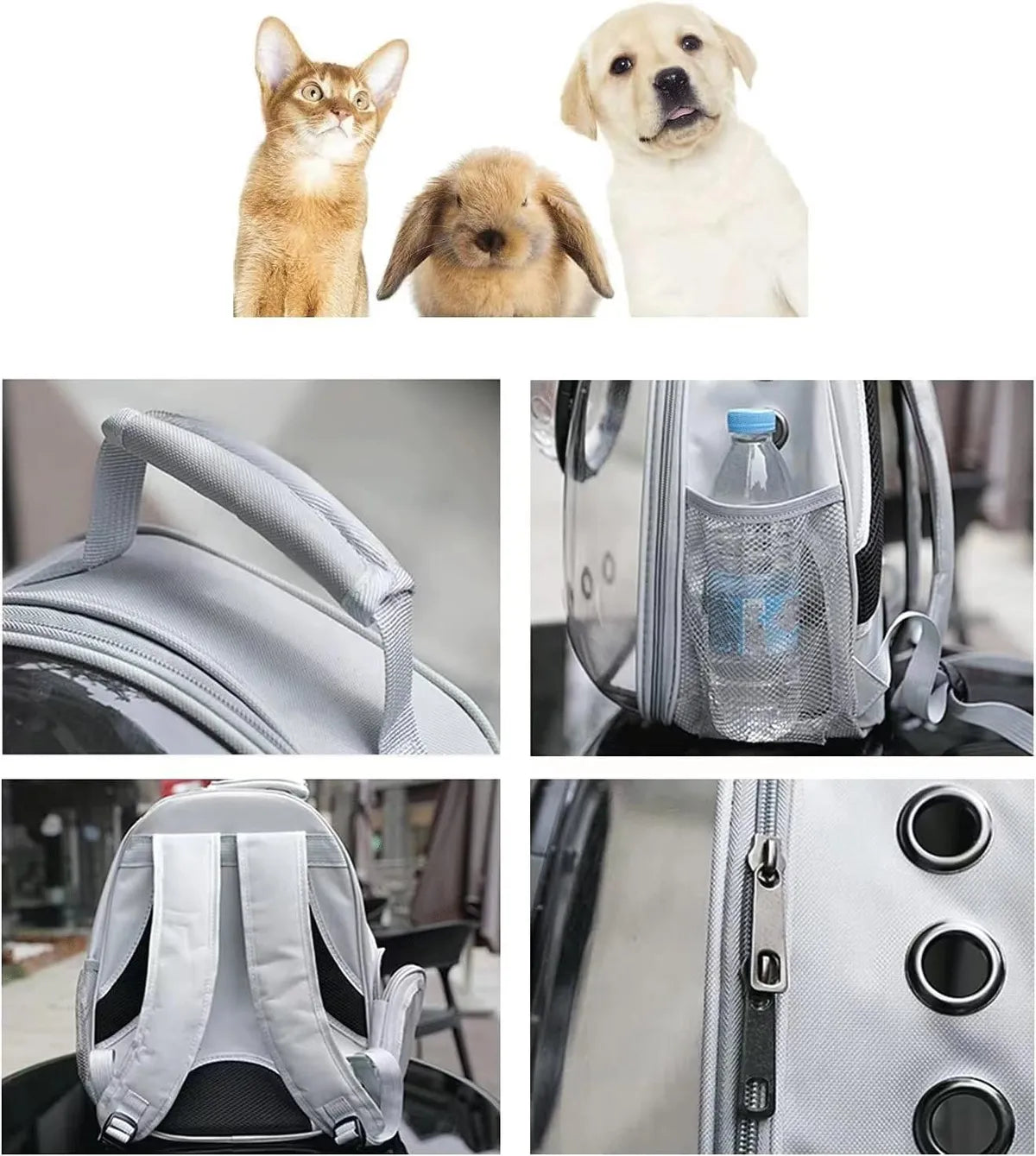  Grey Pet Space Capsule Backpack – Transparent, Breathable Pet Carrier Petspalz