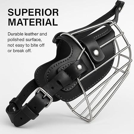  Iron Wire Dog Muzzle – Adjustable Leather Straps Petspalz