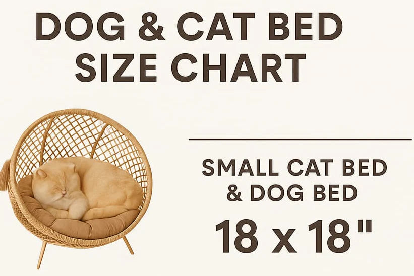 Handmade Wooden Cane Pet Bed with Cushion & Toy – 18x18 for Cats & Small Dogs