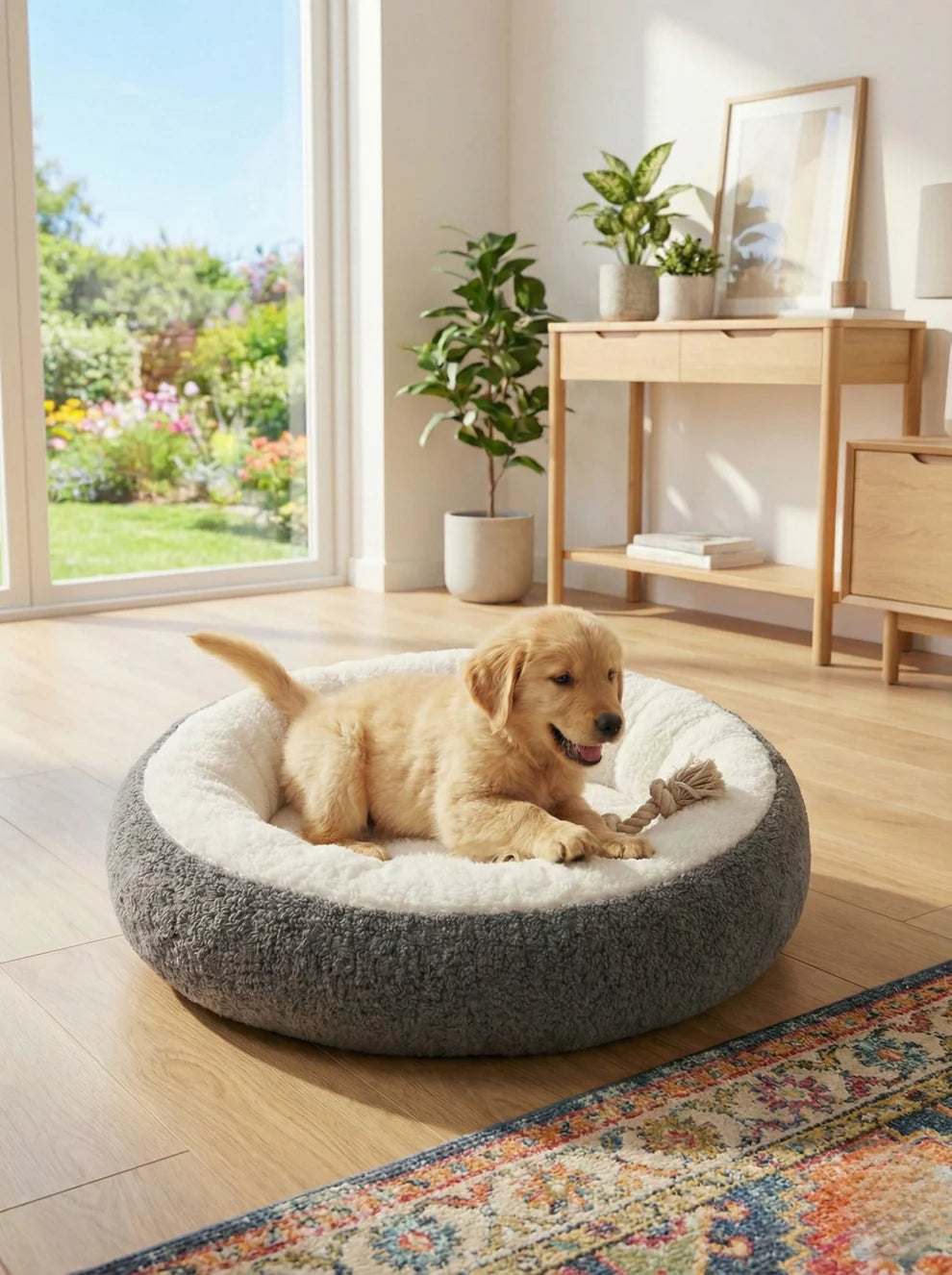Luxury plush orthopedic donut bed for dogs and cats