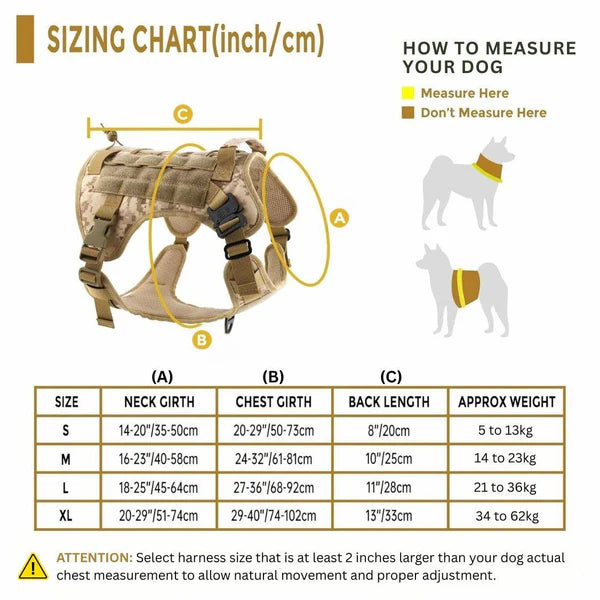  Military Dog Harness – With Strong Front Metal Buckle Petspalz