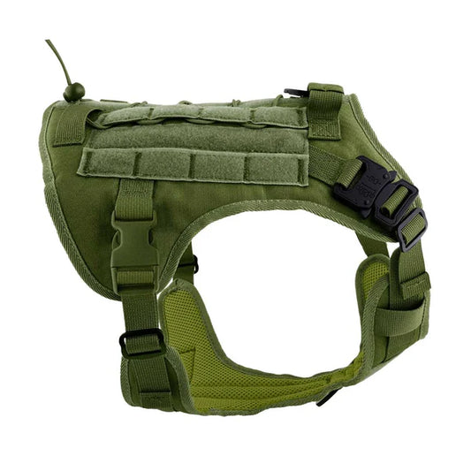 Heavy Duty Military Style Tactical Dog Harness with Strong Front Metal Buckle