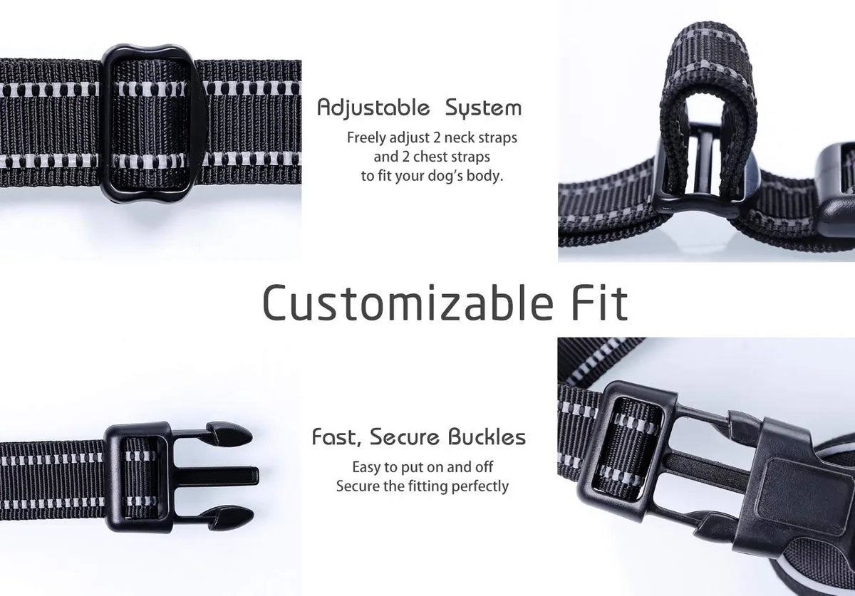  No-Pull Dog Harness with Rope – Adjustable Reflective Oxford Vest Petspalz