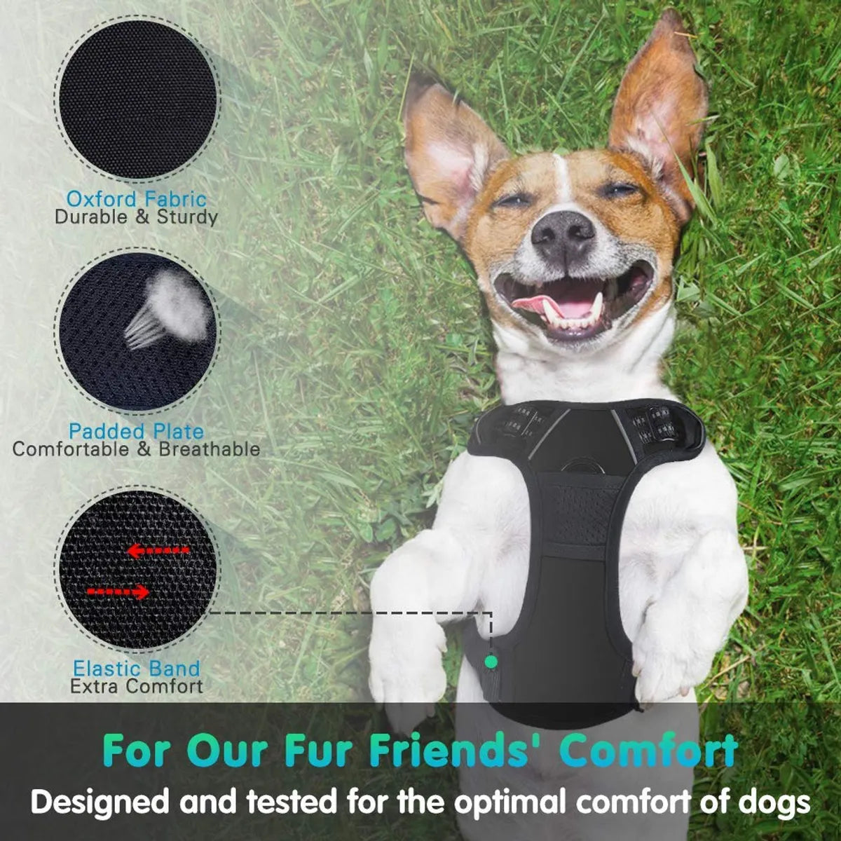  No-Pull Dog Harness with Rope – Adjustable Reflective Oxford Vest Petspalz