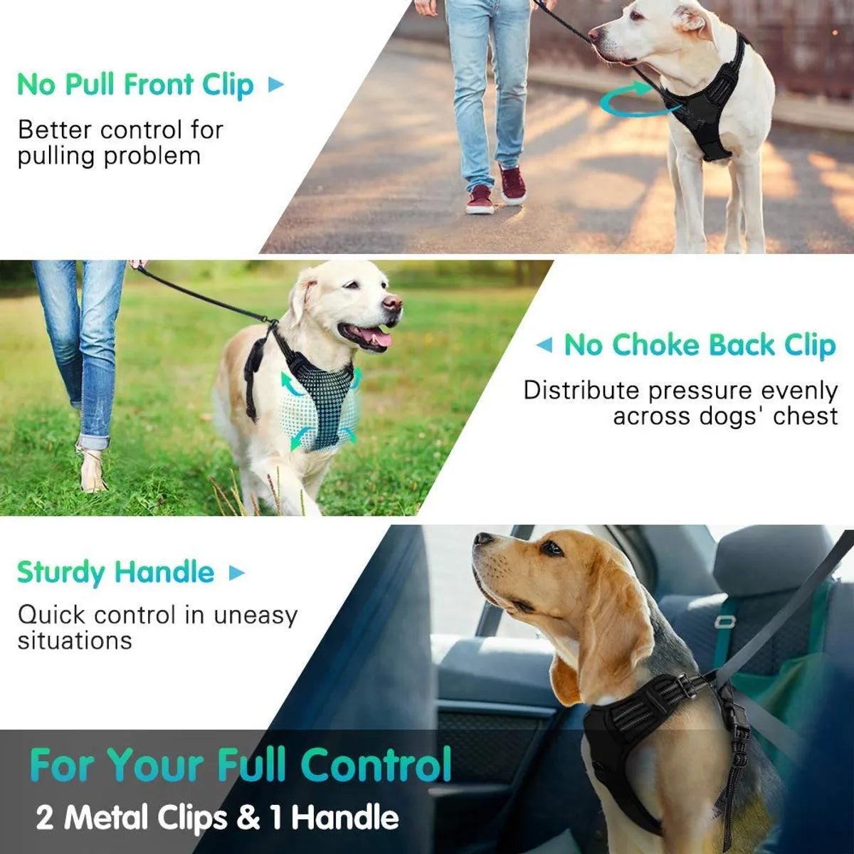  No-Pull Dog Harness with Rope – Adjustable Reflective Oxford Vest Petspalz