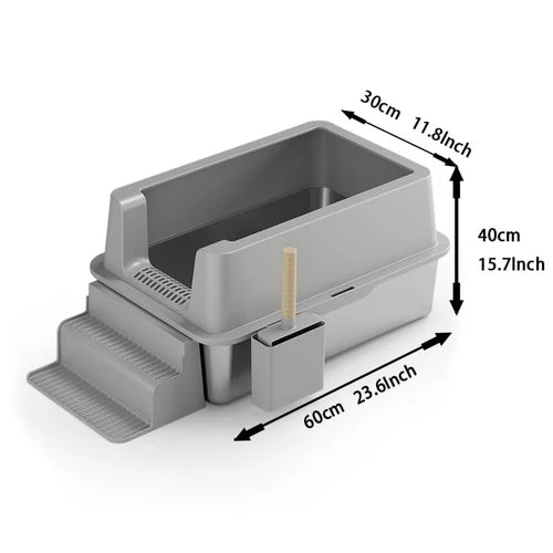  Open Stainless Steel Cat Litter Box | Easy Entry & Hygienic Petspalz