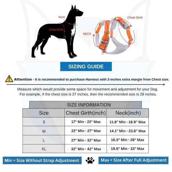  Reflective Dog Harness Orange | No-Pull Adjustable Vest Petspalz