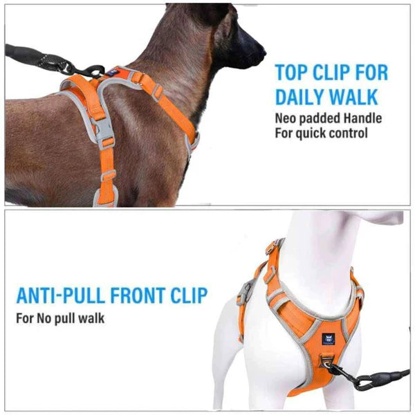  Reflective Dog Harness Orange | No-Pull Adjustable Vest Petspalz