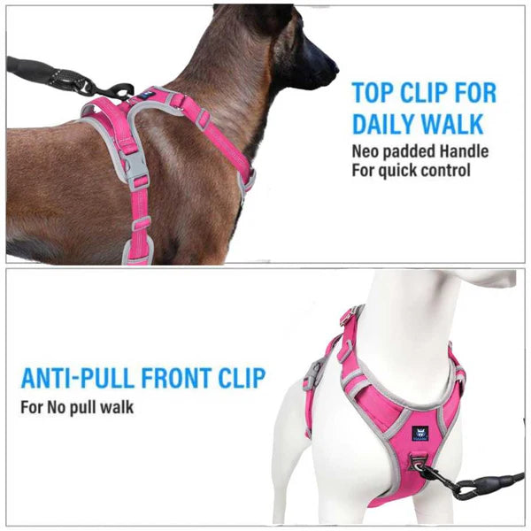  Reflective Dog Harness | Pink | Adjustable & No-Pull Petspalz